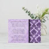Invitation Luxe Elegant Damask Purple Rose Mariage Inviter (Debout devant)