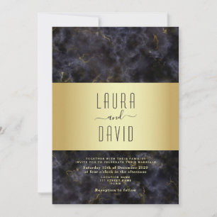 Invitation Luxe Elegant Mariage noir et or