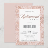 INVITATION LUXE ÉLÉGANT ROSE PÂLE OR ROSE FLORAL RETRAITE (Devant / Derrière)