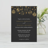 Invitation Luxe Elégant Vacances Moderne Or Baubles Noir (Debout devant)