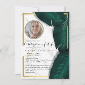 Invitation Luxe Elégante Photo Célébration de la vie (Devant)