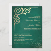 Invitation Luxe Emerald Green Et Gold Mariage (Devant)