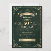 Invitation Luxe Emerald Green & Gold Milestone Age Anniversai (Devant)