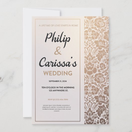 Invitation Luxe en Golden Blossoms Weeding (Devant)
