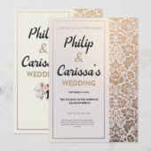 Invitation Luxe en Golden Blossoms Weeding (Devant / Derrière)