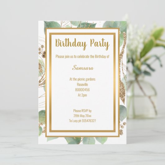 INVITATION LUXE EUCALYPTUS MERMAID INSPIRÉ TOUTE OCCASION (Debout devant)