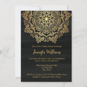 Invitation Luxe Faux Gold Mandala Baby shower noir (Devant)