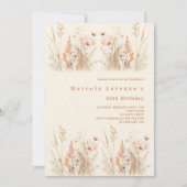 Invitation luxe fleur sauvage d'anniversaire boho (Devant)