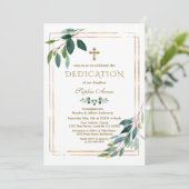 Invitation Luxe Fleurs Blanches Parties scintillant Or Dedica (Debout devant)