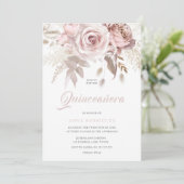 Invitation Luxe Fleurs Roussettes Elégante Quinceanera (Debout devant)