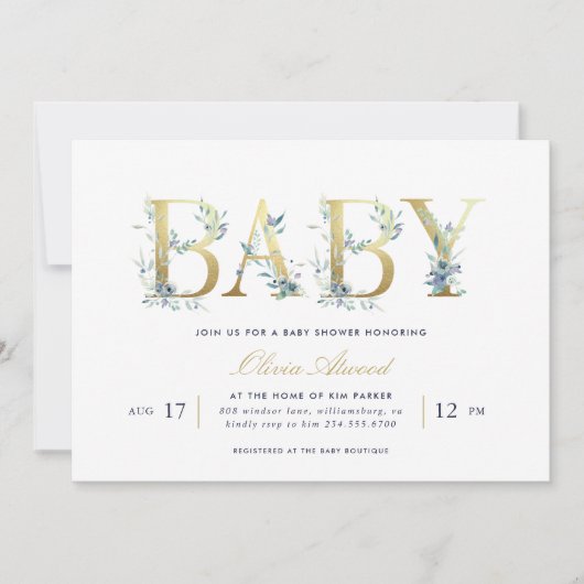 Invitation Luxe Floral Baby shower (Devant)