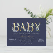 Invitation Luxe Floral Baby shower par la poste (Debout devant)