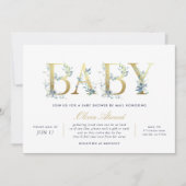 Invitation Luxe Floral Baby shower par la poste (Devant)