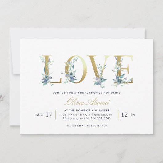 Invitation Luxe Floral Bridal Showeuse (Devant)
