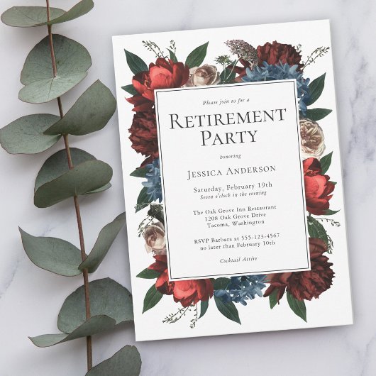 Invitation Luxe Floral Elegant Retirement Party pour elle