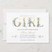 Invitation Luxe Floral Girl Baby shower (Devant)
