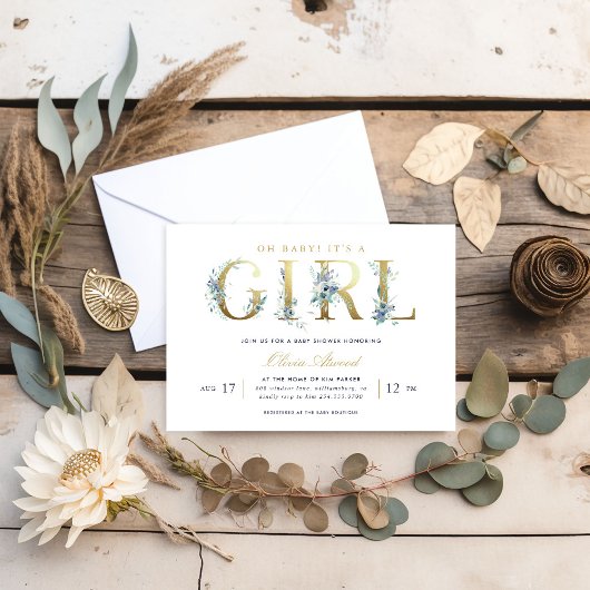 Invitation Luxe Floral Girl Baby shower