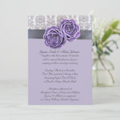 Invitation Luxe Floral Lavender Ribbon Belt Wedding Invite (Debout devant)