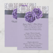 Invitation Luxe Floral Lavender Ribbon Belt Wedding Invite (Devant / Derrière)