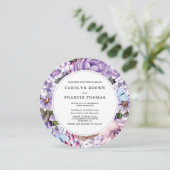 Invitation Luxe Floral violet Mariage d'aquarelle (Debout devant)