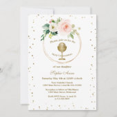 Invitation Luxe Flush Flowers Or Frame Sainte Communion (Devant)