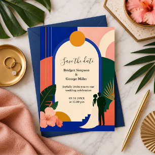 Invitation Luxe Géométrique Bloc de Couleurs Mariage Romance