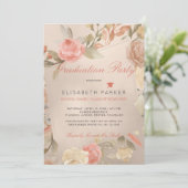 Invitation Luxe Glam Peach Cream Floral Graduation Party (Debout devant)