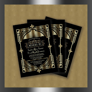 Invitation Luxe Gold Black Great Gatsby Roaring Mariage des a