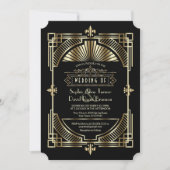 Invitation Luxe Gold Black Great Gatsby Roaring Mariage des a (Devant)