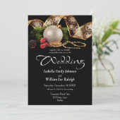 Invitation Luxe Gold Black Silver Mariage de Noël (Debout devant)