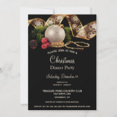Invitation Luxe Gold Black Silver Xmas Ornementations Dîner (Devant)