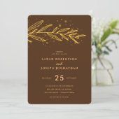 Invitation Luxe Gold Botanique Foliage Brown Mariage (Debout devant)