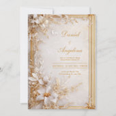 Invitation Luxe Gold Floral Mariage (Devant)