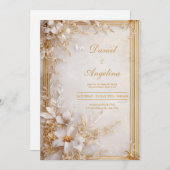 Invitation Luxe Gold Floral Mariage (Devant / Derrière)