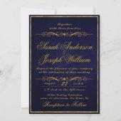 Invitation Luxe Gold Frame Foil & Texture Purple Mariage I (Devant)