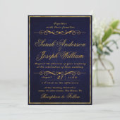 Invitation Luxe Gold Frame Foil & Texture Purple Mariage I (Debout devant)