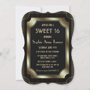 Invitation Luxe Gold Great Gatsby Art Déco années 1920 SWEET