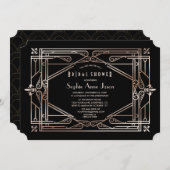 Invitation Luxe Gold Great Gatsby Fête des mariées Art Déco (Devant / Derrière)