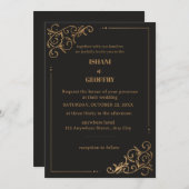 Invitation Luxe Gold Mariage de verdure géométrique (Devant / Derrière)