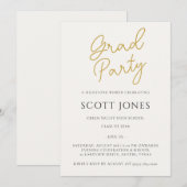 Invitation Luxe Gold Script Grad Party Invite (Devant / Derrière)