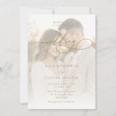 Invitation Luxe Gold Script & Mariage Portrait (Devant)