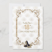 Invitation Luxe Gold White Art Déco 18e anniversaire (Dos)