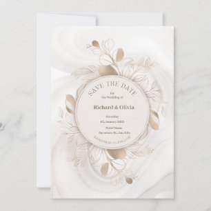 Invitation Luxe Golden Line Art Floral Frame Mariage Invita