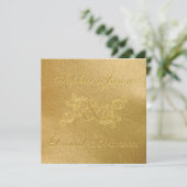 Invitation Luxe Golf Leaf 3D Gold Mariage sur mesure Monogram (Debout devant)
