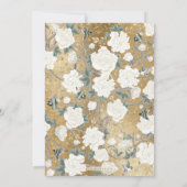 Invitation Luxe Green Gold Chinoiserie Floral Birds Mariage (Dos)