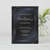 Invitation Luxe gris foncé Arrière - plan Silver Lines Annive (Debout devant)