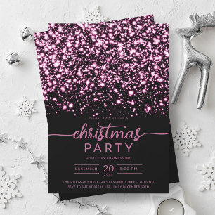 Invitation Luxe Hot Pink Winter Shiny Stars Company Xmas