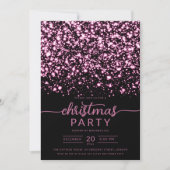Invitation Luxe Hot Pink Winter Shiny Stars Company Xmas (Devant)