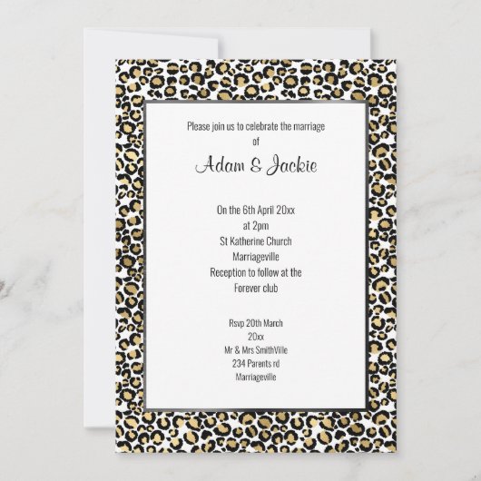 INVITATION LUXE LEOPARD BLACK TRIM MARIAGE (Devant)