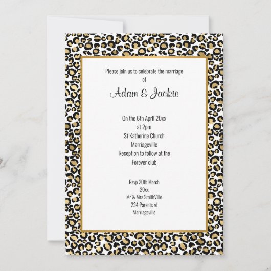 INVITATION LUXE LEOPARD OR TRIM MARIAGE (Devant)